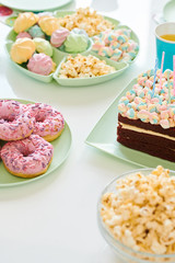 Birthday desserts on served table