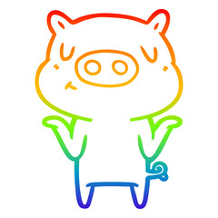 rainbow gradient line drawing cartoon content pig