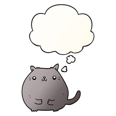 cartoon cat and thought bubble in smooth gradient style