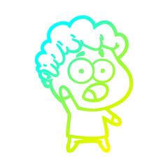 cold gradient line drawing cartoon shocked man