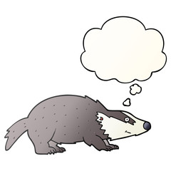 cartoon badger and thought bubble in smooth gradient style
