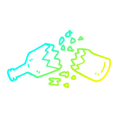 cold gradient line drawing cartoon  smashed glass bottle