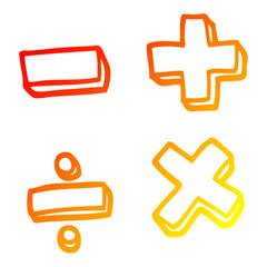 Obraz premium warm gradient line drawing cartoon math symbols