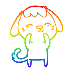 rainbow gradient line drawing happy cartoon dog