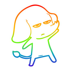 rainbow gradient line drawing annoyed cartoon elephant