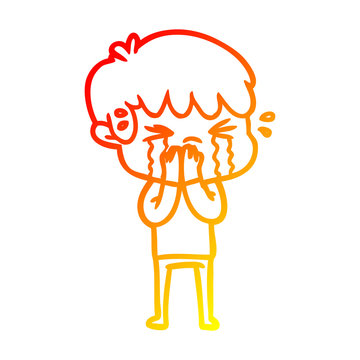 recommend clip art: warm gradient line drawing cartoon boy crying