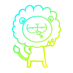 cold gradient line drawing cartoon bored lion