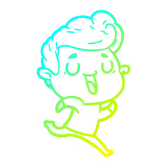 cold gradient line drawing happy cartoon man