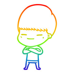 rainbow gradient line drawing cartoon smug boy