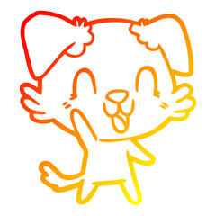 warm gradient line drawing laughing cartoon dog