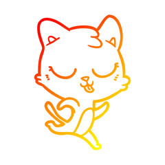 warm gradient line drawing cartoon cat running