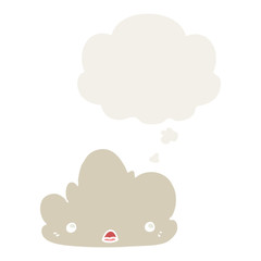 Obraz premium cute cartoon cloud and thought bubble in retro style