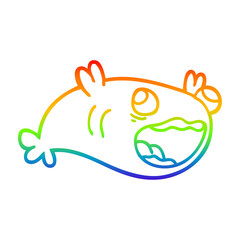 rainbow gradient line drawing cartoon fish