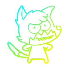 cold gradient line drawing cartoon grinning fox