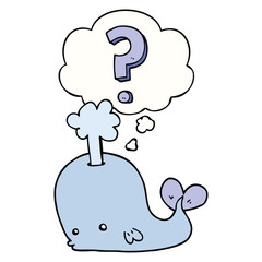 cartoon curious whale and thought bubble