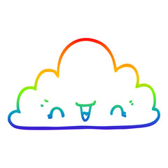 rainbow gradient line drawing cute cartoon cloud