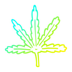 cold gradient line drawing cartoon marijuana leaf