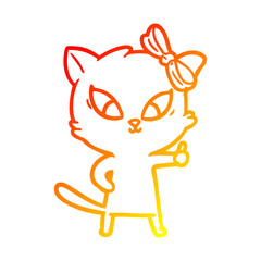 warm gradient line drawing cartoon cat
