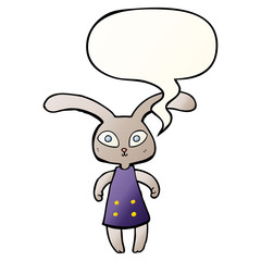 cute cartoon rabbit and speech bubble in smooth gradient style