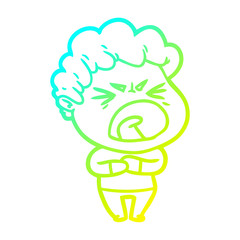 cold gradient line drawing cartoon furious man