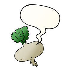 cartoon beetroot and speech bubble in smooth gradient style
