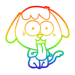 rainbow gradient line drawing cute cartoon dog