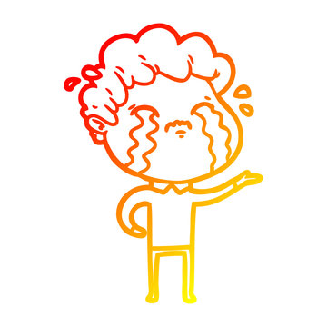 recommend clip art: warm gradient line drawing cartoon man crying