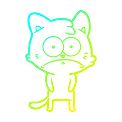cold gradient line drawing cartoon nervous cat