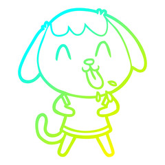 cold gradient line drawing cute cartoon dog