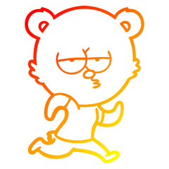 warm gradient line drawing bored polar bear running cartoon