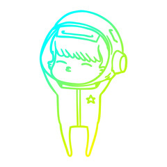 cold gradient line drawing cartoon curious astronaut