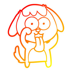 warm gradient line drawing cute cartoon dog