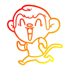warm gradient line drawing cartoon laughing monkey