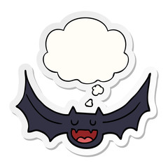 cartoon bat and thought bubble as a printed sticker
