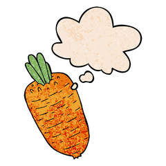 cartoon vegetable and thought bubble in grunge texture pattern style