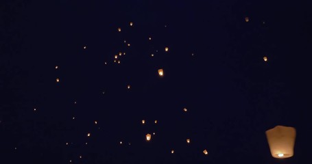 Sky lantern festival at night