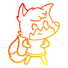 warm gradient line drawing cartoon friendly fox