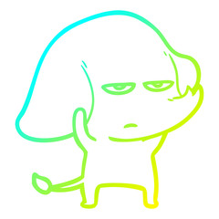 cold gradient line drawing annoyed cartoon elephant