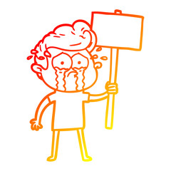 warm gradient line drawing cartoon crying protester