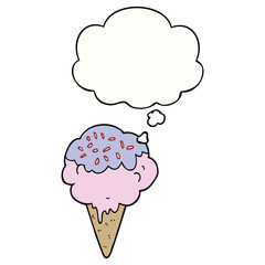 cartoon ice cream and thought bubble