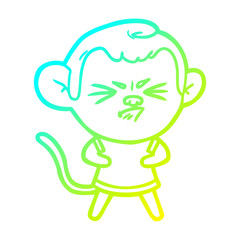 cold gradient line drawing cartoon annoyed monkey