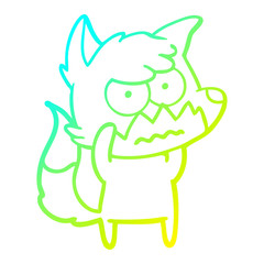 cold gradient line drawing cartoon annoyed fox