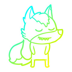 cold gradient line drawing friendly cartoon wolf