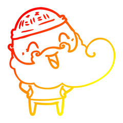 warm gradient line drawing happy bearded man