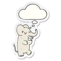 cartoon elephant and thought bubble as a printed sticker