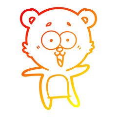 warm gradient line drawing laughing teddy  bear cartoon