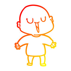 warm gradient line drawing happy cartoon bald man