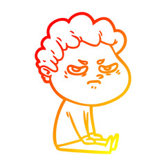 warm gradient line drawing cartoon angry man