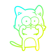 cold gradient line drawing cartoon nervous cat