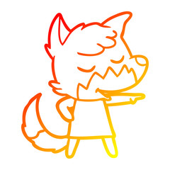 warm gradient line drawing friendly cartoon fox girl